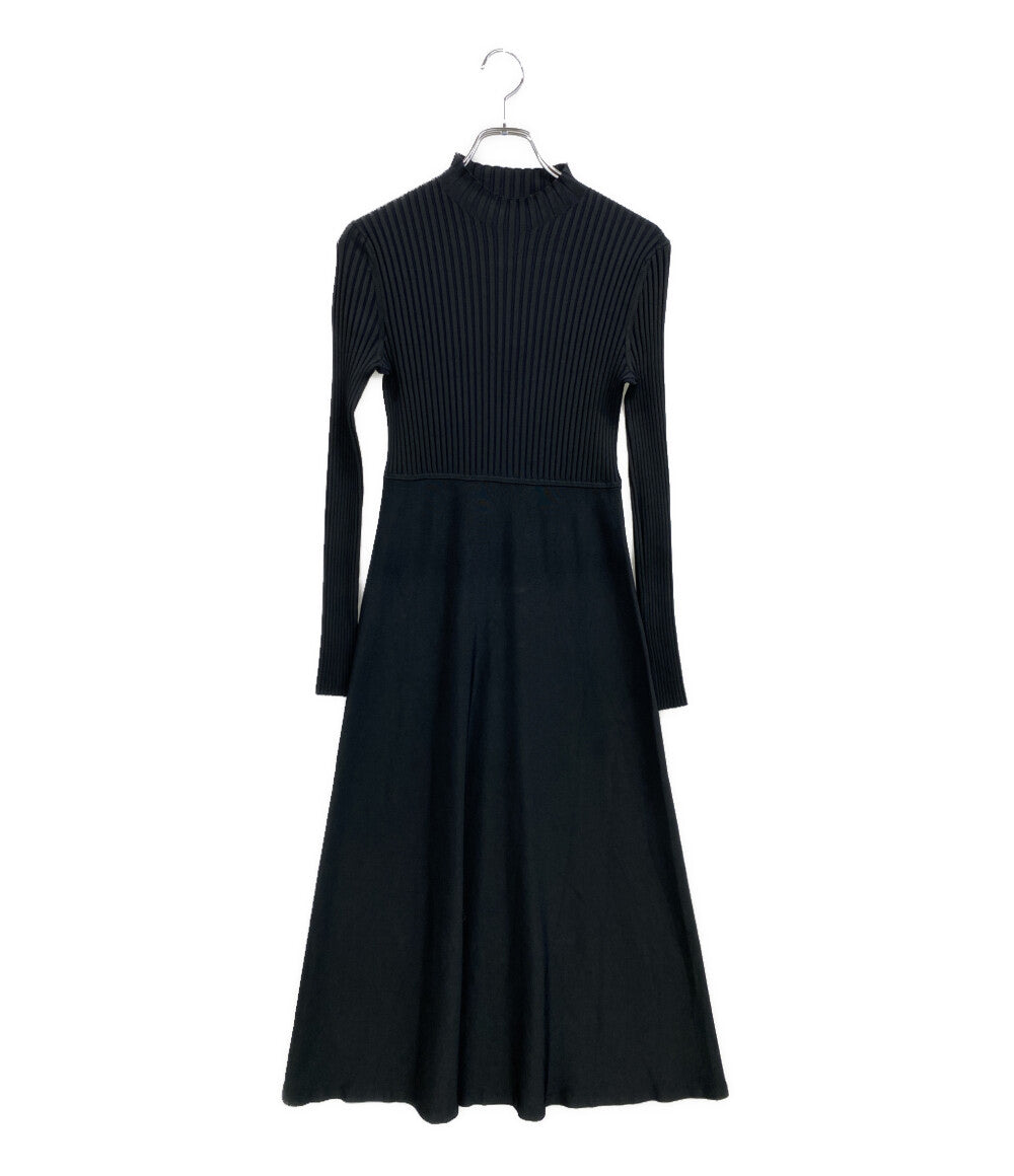 theory 長袖ドッキングワンピース リブニット ブラック 01-0105714-050-902 レディース SIZE S セオリー