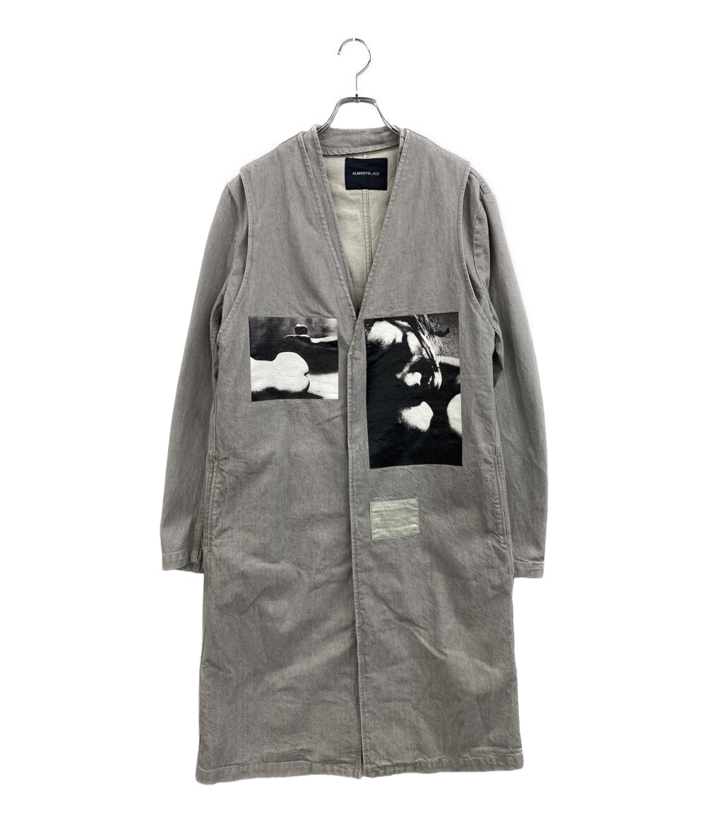 美品 ALMOSTBLACK オールモストブラック レイヤードデニムコート グレー 22AW 22AW-C002 メンズ SIZE 3/1