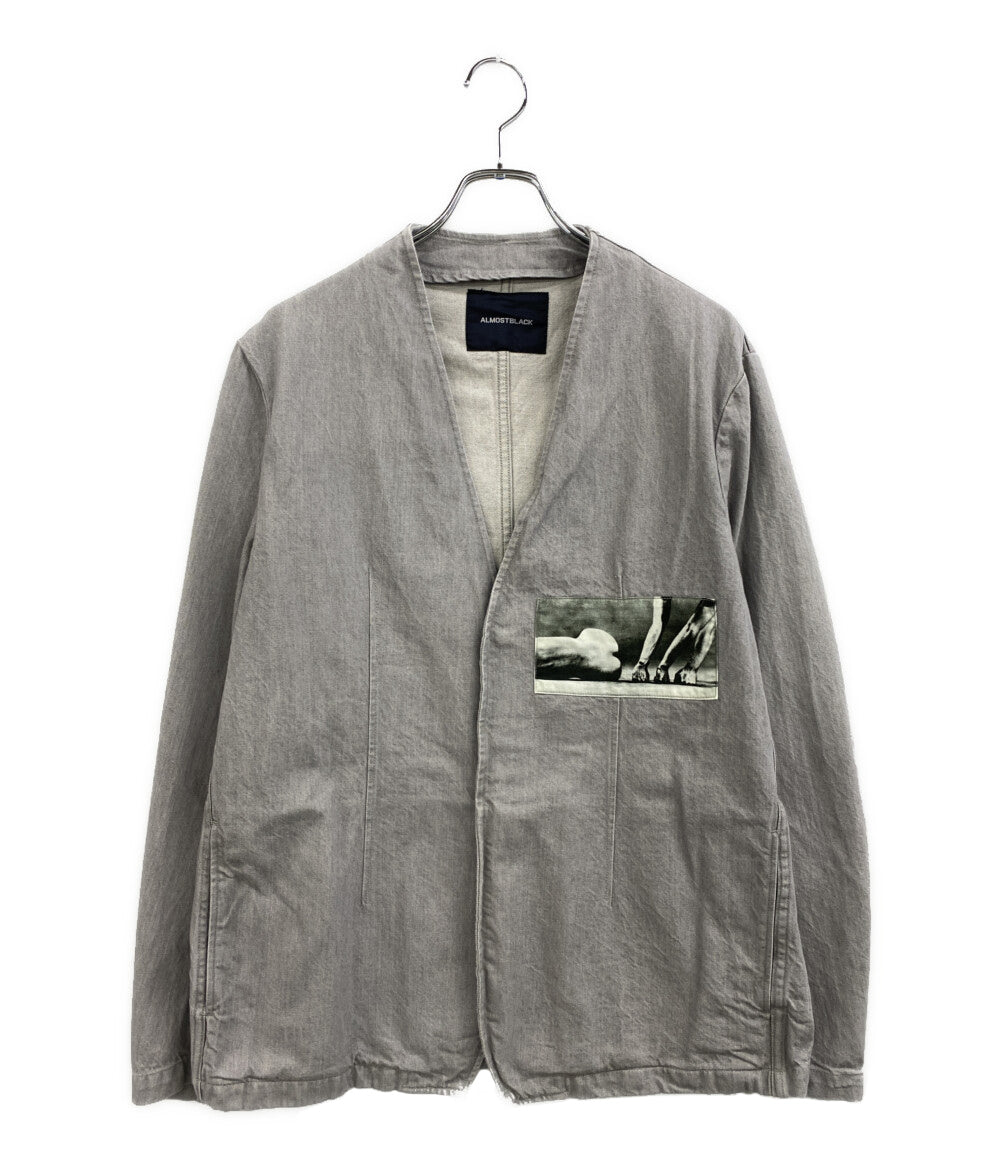 美品 ALMOSTBLACK オールモストブラック レイヤードデニムコート グレー 22AW 22AW-C002 メンズ SIZE 3/1