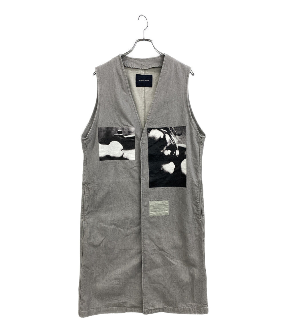 美品 ALMOSTBLACK オールモストブラック レイヤードデニムコート グレー 22AW 22AW-C002 メンズ SIZE 3/1