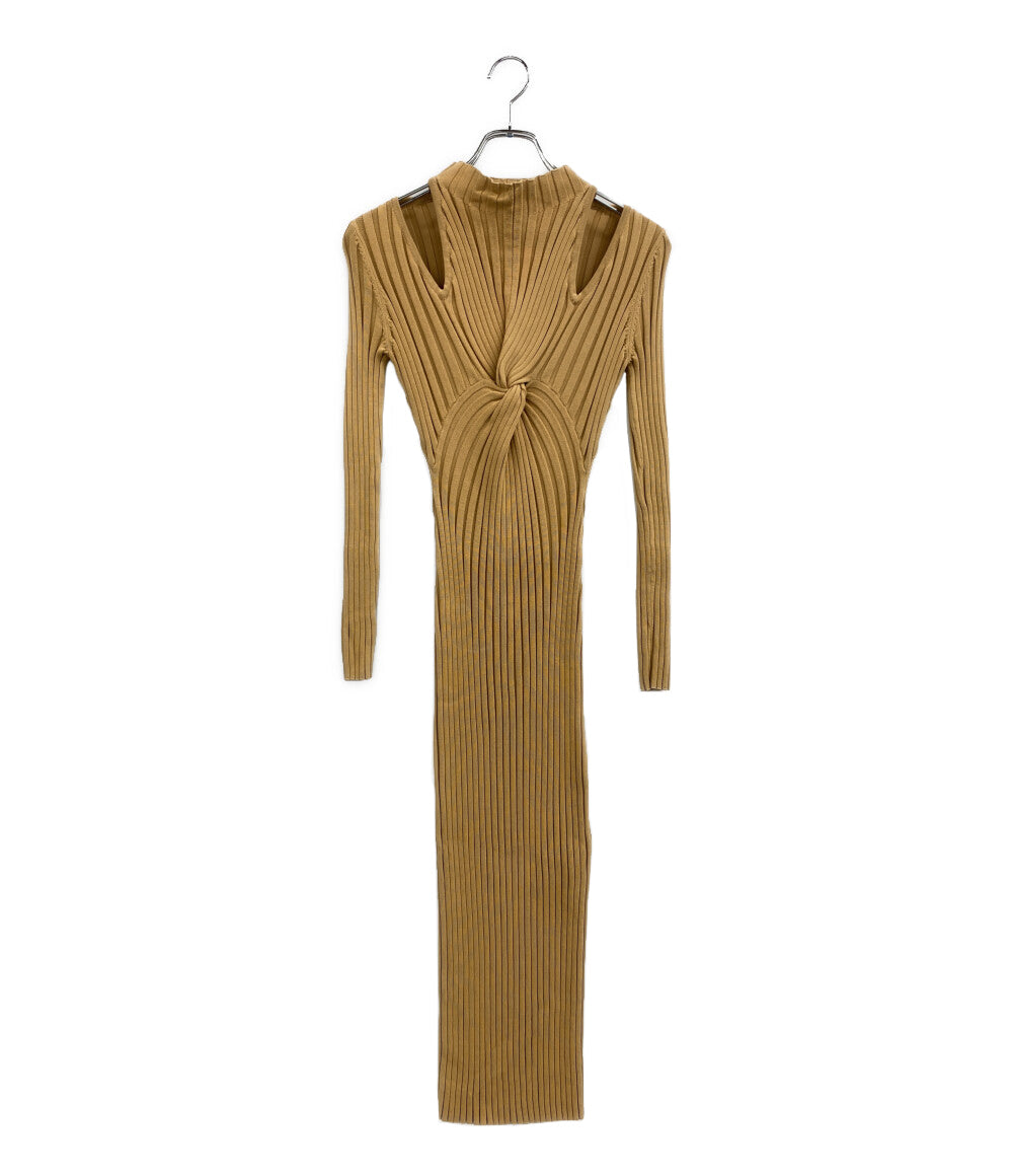 Acler アクラー 長袖ワンピース Collins Dress リブ ベージュ レディース SIZE 6