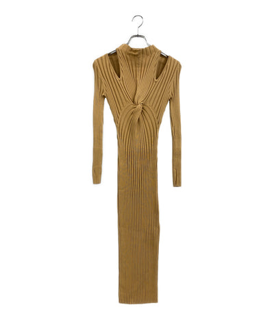 Acler アクラー 長袖ワンピース Collins Dress リブ ベージュ レディース SIZE 6