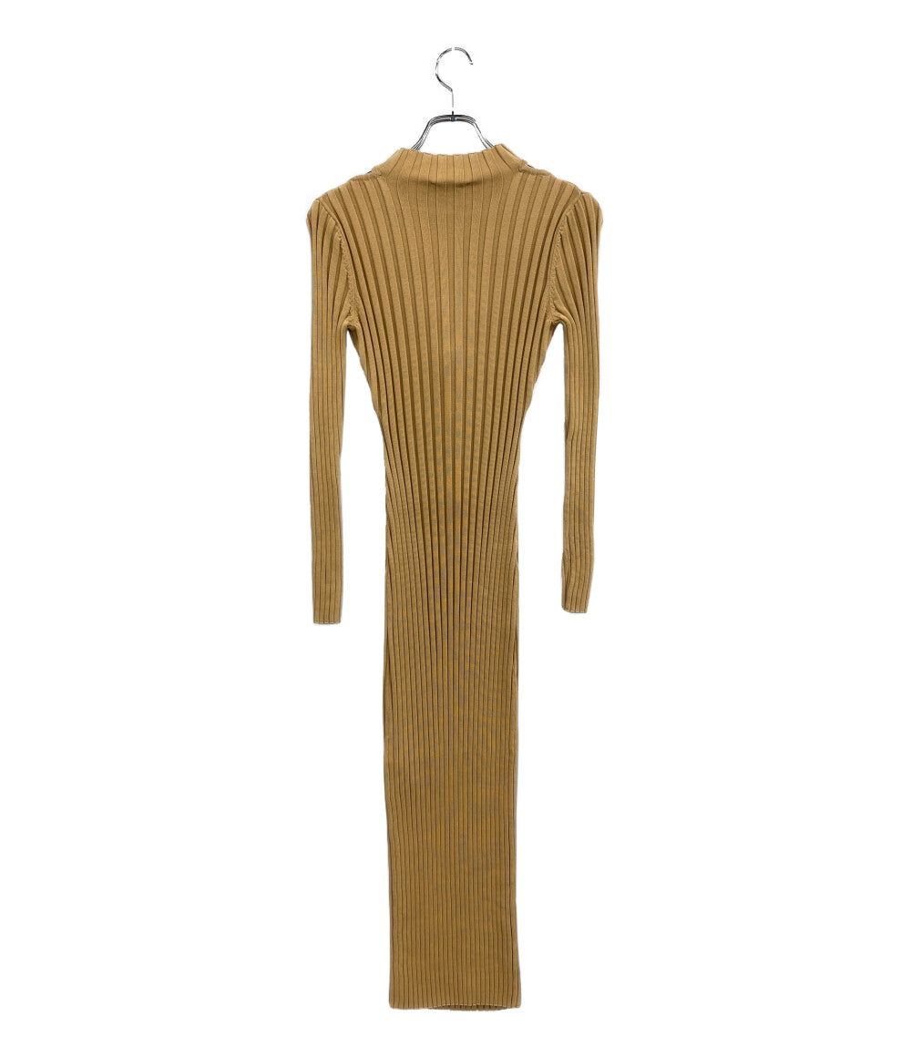 Acler アクラー 長袖ワンピース Collins Dress リブ ベージュ レディース SIZE 6