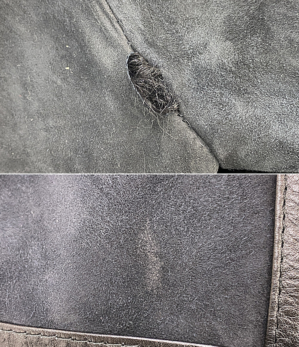 ブランド不明 ムートンコート ブルー ネックファー付 レディース SIZE 11