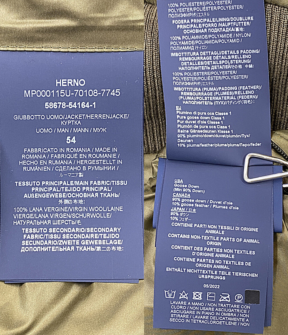 HERNO ニットダウンジャケット カーキ MP000115U 70108 メンズ SIZE 54 ヘルノ