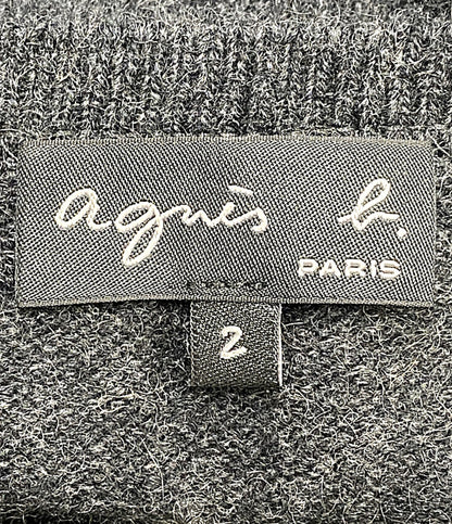 美品 Agnes b ニットカーディガン カシミヤ100 ダークグレー 1T06LR47 レディース SIZE 2 アニエスベー