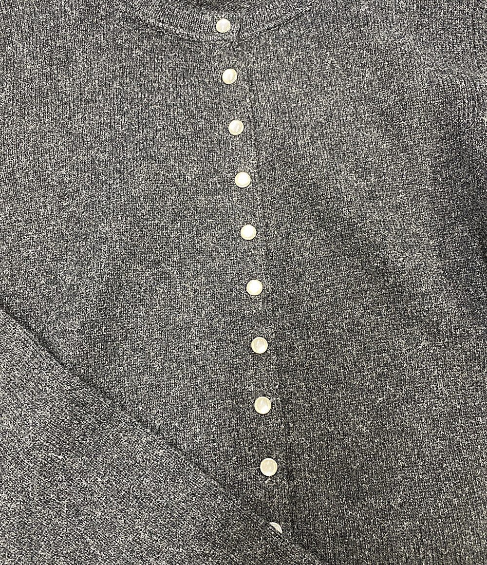 美品 Agnes b ニットカーディガン カシミヤ100 ダークグレー 1T06LR47 レディース SIZE 2 アニエスベー