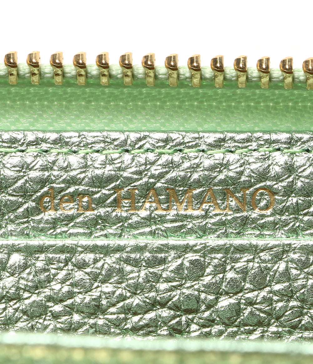 美品 傳濱野 デンハマノ 長財布 ミーティアウォレット ラメライトグリーン レディース