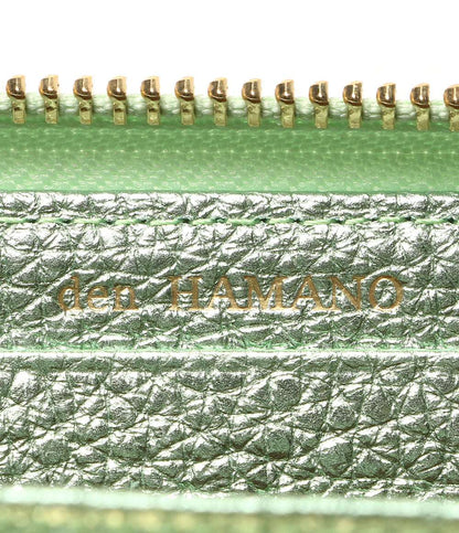 美品 傳濱野 デンハマノ 長財布 ミーティアウォレット ラメライトグリーン レディース