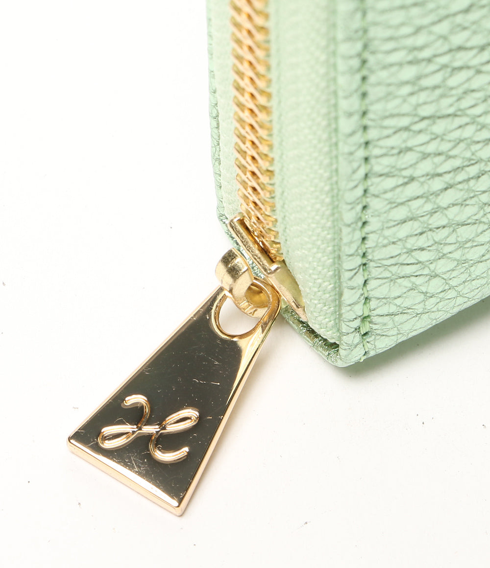 美品 傳濱野 デンハマノ 長財布 ミーティアウォレット ラメライトグリーン レディース