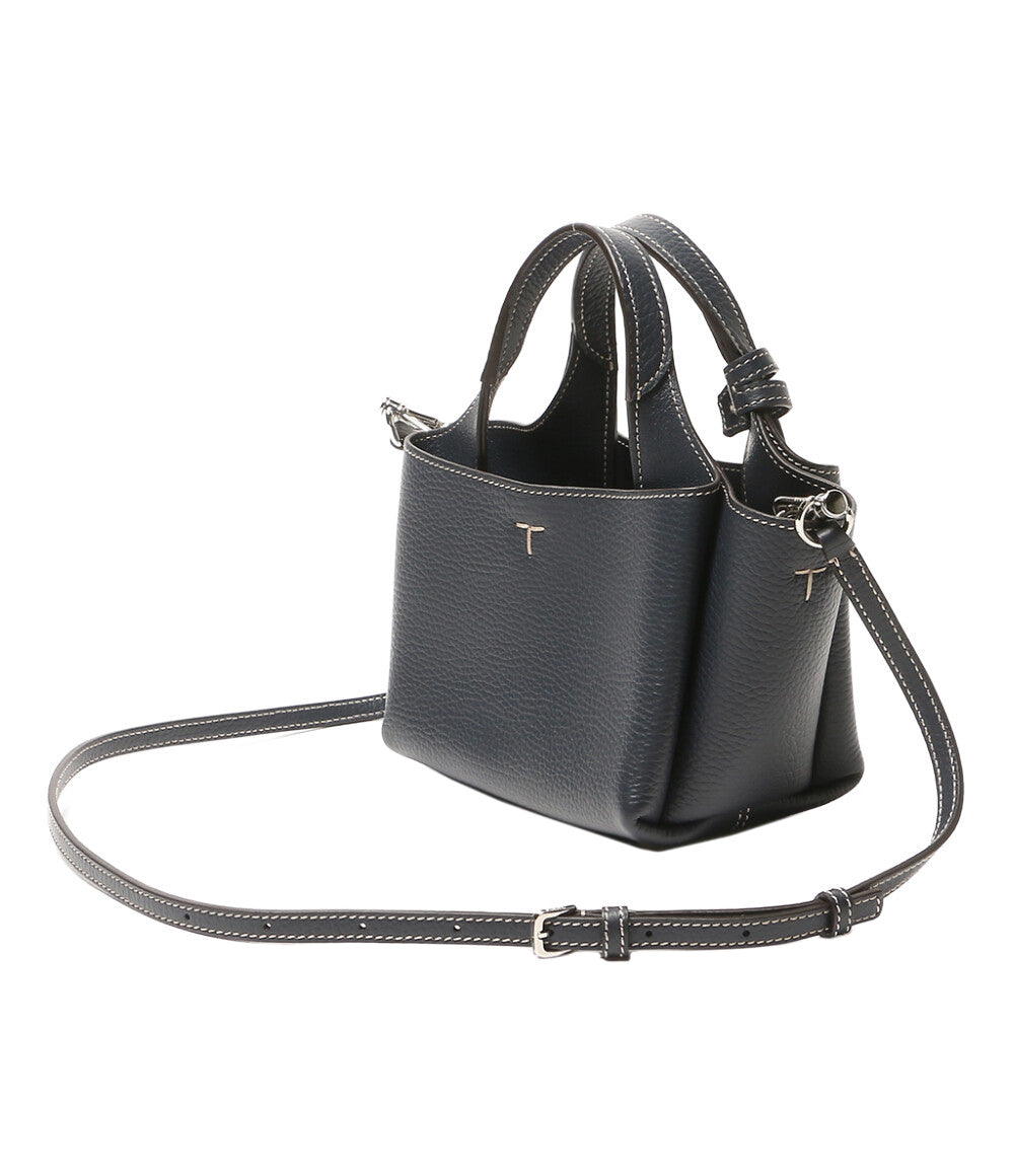 美品 TOD'S ショルダーバッグ ネイビー Tタイムレス マイクロ 2way レディース トッズ