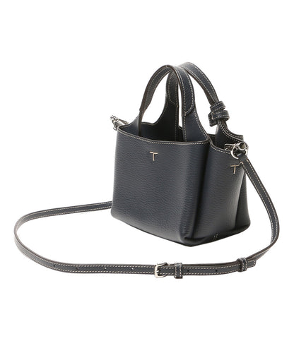 美品 TOD'S ショルダーバッグ ネイビー Tタイムレス マイクロ 2way レディース トッズ