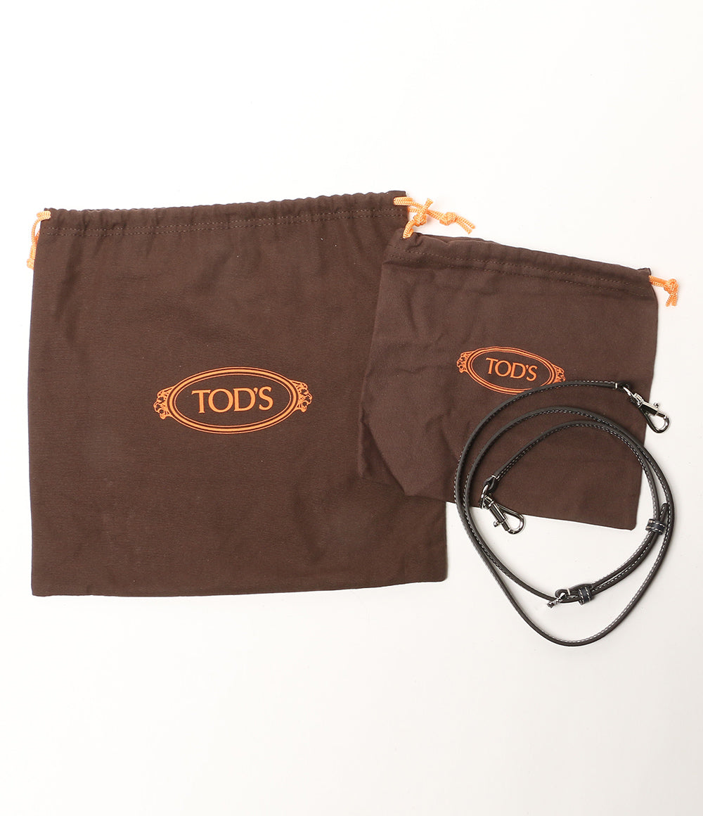 美品 TOD'S ショルダーバッグ ネイビー Tタイムレス マイクロ 2way レディース トッズ