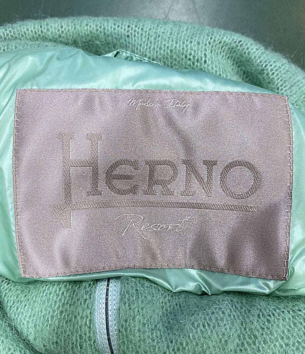 美品 HERNO ベスト モヘヤブレンド グリーン PI00129DR レディース SIZE 42 ヘルノ