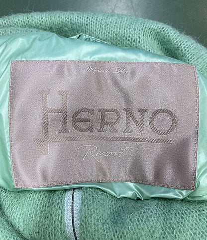 美品 HERNO ベスト モヘヤブレンド グリーン PI00129DR レディース SIZE 42 ヘルノ