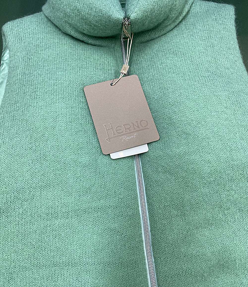 美品 HERNO ベスト モヘヤブレンド グリーン PI00129DR レディース SIZE 42 ヘルノ