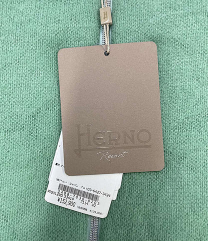 美品 HERNO ベスト モヘヤブレンド グリーン PI00129DR レディース SIZE 42 ヘルノ