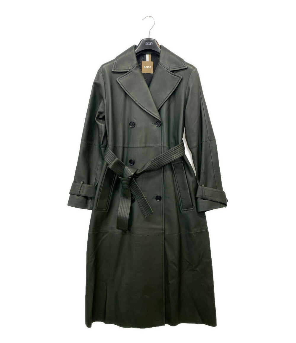 HUGO BOSS ロングコート レザー グリーン レディース SIZE UK4 ヒューゴボス