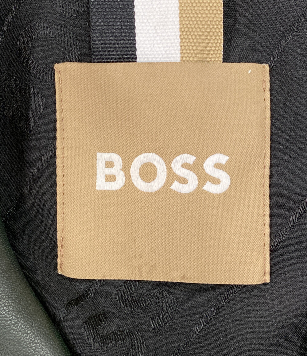 HUGO BOSS ロングコート レザー グリーン レディース SIZE UK4 ヒューゴボス