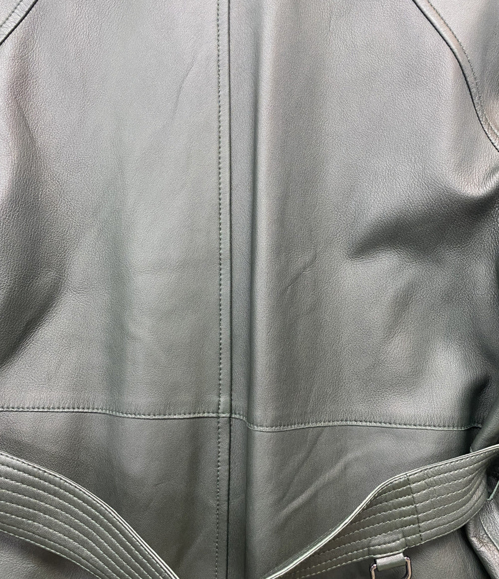 HUGO BOSS ロングコート レザー グリーン レディース SIZE UK4 ヒューゴボス