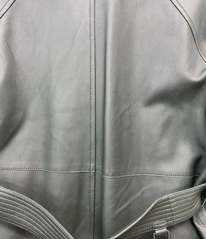 HUGO BOSS ロングコート レザー グリーン レディース SIZE UK4 ヒューゴボス
