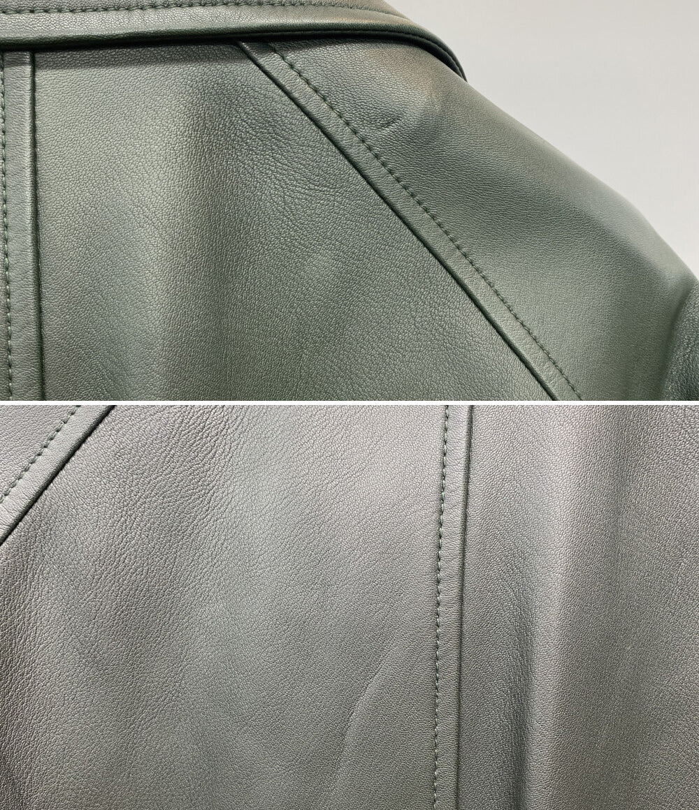 HUGO BOSS ロングコート レザー グリーン レディース SIZE UK4 ヒューゴボス