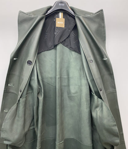 HUGO BOSS ロングコート レザー グリーン レディース SIZE UK4 ヒューゴボス