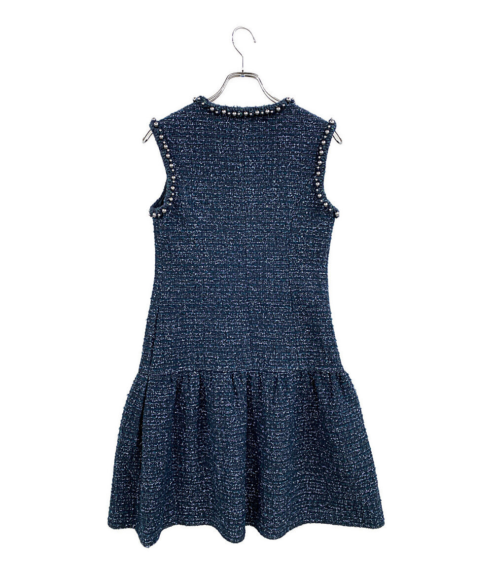 美品 Rene ノースリーブワンピース ツイード パール 6536300 レディース SIZE 34 ルネ