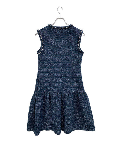美品 Rene ノースリーブワンピース ツイード パール 6536300 レディース SIZE 34 ルネ