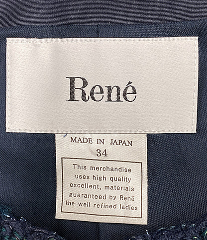 美品 Rene ノースリーブワンピース ツイード パール 6536300 レディース SIZE 34 ルネ