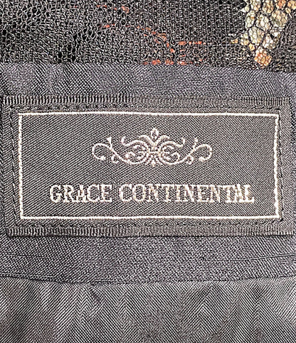 美品 GRACE CONTINENTAL ノースリーブワンピース レース切替 刺繍 オレンジ×ブラック レディース SIZE 38 グレースコンチネンタル