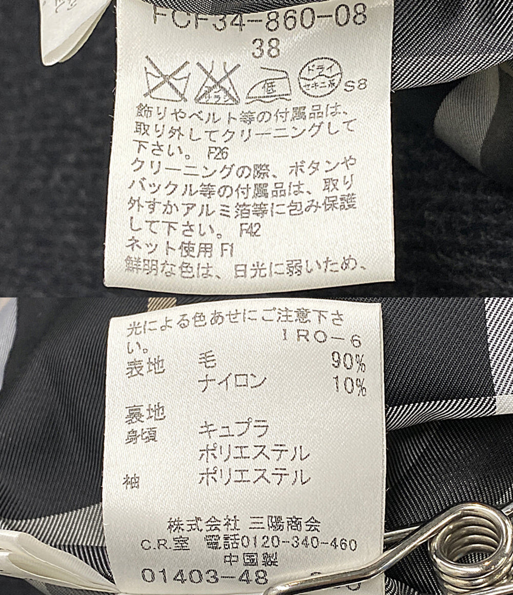 美品 BURBERRY BLUE LABEL ショートコート ブラック FCF34-860-08 レディース SIZE 38 バーバリーブルーレーベル