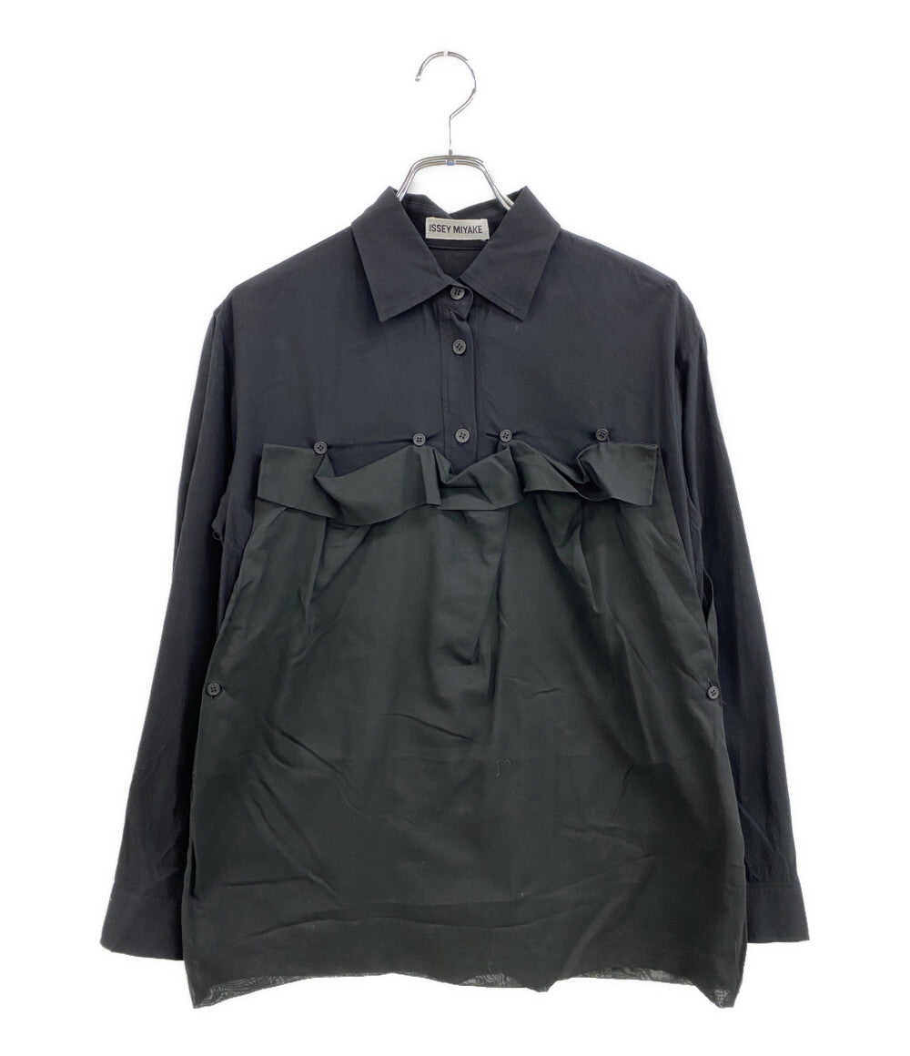 ISSEY MIYAKE 長袖シャツ 変形シャツ ブラック IM83-FJ027 メンズ SIZE M イッセイミヤケ