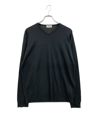 JOHN SMEDLEY ニット Vネック メリノ ブラック メンズ SIZE XXL ジョンスメドレー
