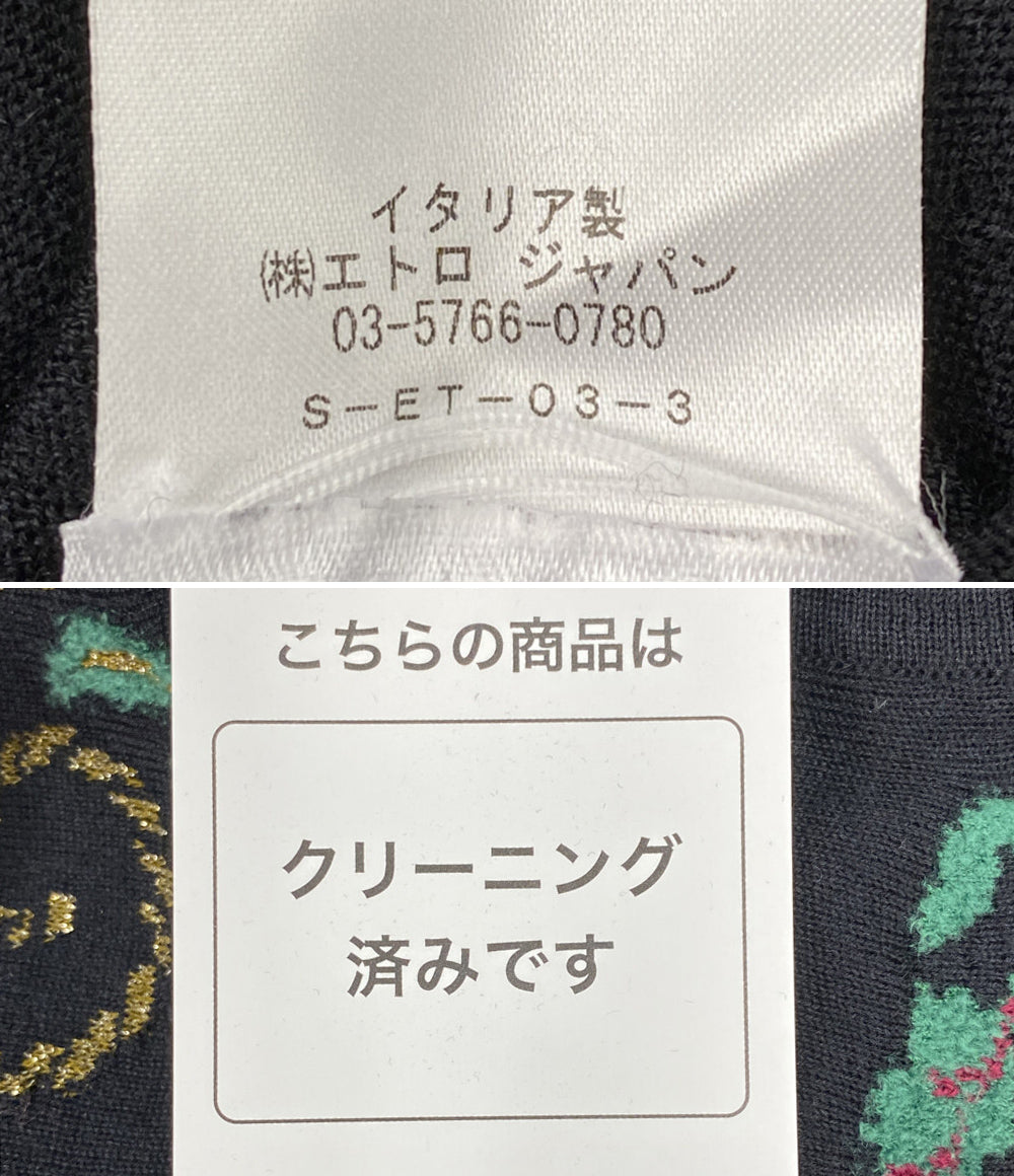 ETRO 長袖ニットワンピース Aライン ウールシルク ブラック レディース SIZE 42 エトロ