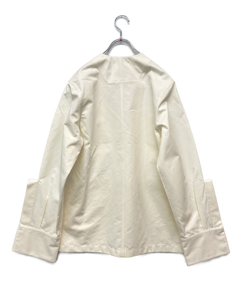 美品 Jil sander ノーカラージャケット J02BN0154 ホワイト レディース SIZE 32 ジルサンダー