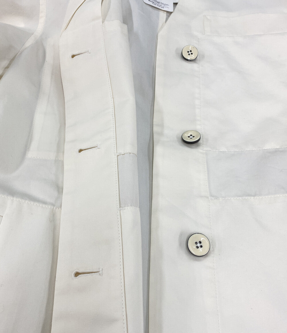 美品 Jil sander ノーカラージャケット J02BN0154 ホワイト レディース SIZE 32 ジルサンダー