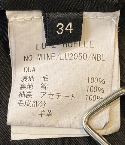 ルッツヒュエル  レザー切替コート 羊革     MINE/LU2050/NBL レディース SIZE 34  LUTZ HUELLE