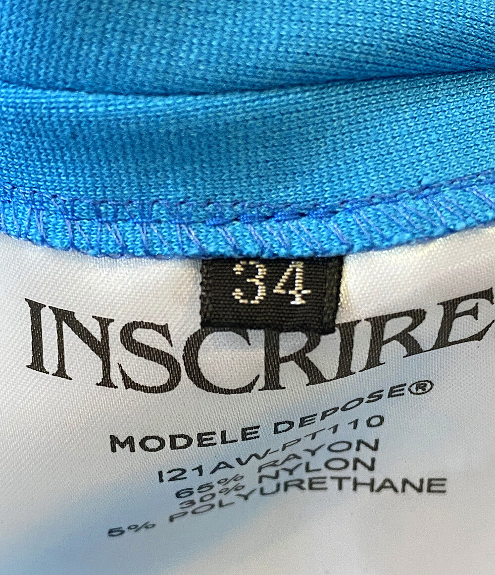 INSCRIRE アンスクリア センターシームパンツ ターコイズブルー I21AW-PT110 レディース SIZE 34