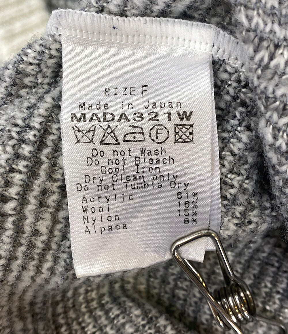 エムアンドキョウコ 長袖ワンピース ホワイト×グレー ニット     MADA321W レディース SIZE F  m. M＆KYOKO