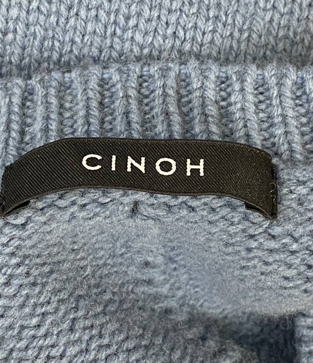 CINOH チノ ニット オーバーサイズウールニット スモーキーブルー レディース SIZE 48