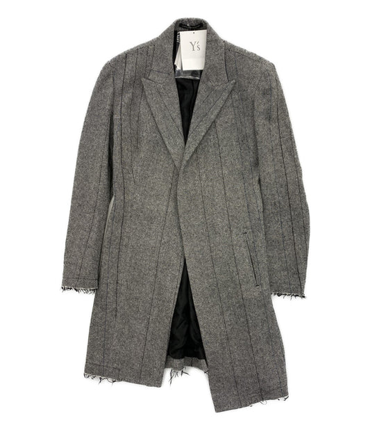 Y’s ワイズ チェスターコート ヘリンボーン アシンメトリー YJ-J03-110 メンズ SIZE 1