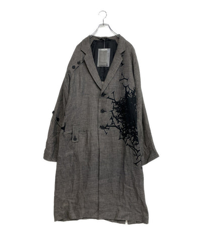 YOHJI YAMAMOTO POUR HOMME ロングジャケット YY柄切り替え釦止めJK HS-J43-807 24SS メンズ SIZE 3 ヨウジヤマモトプールオム