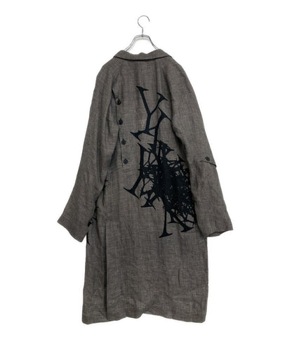 YOHJI YAMAMOTO POUR HOMME ロングジャケット YY柄切り替え釦止めJK HS-J43-807 24SS メンズ SIZE 3 ヨウジヤマモトプールオム