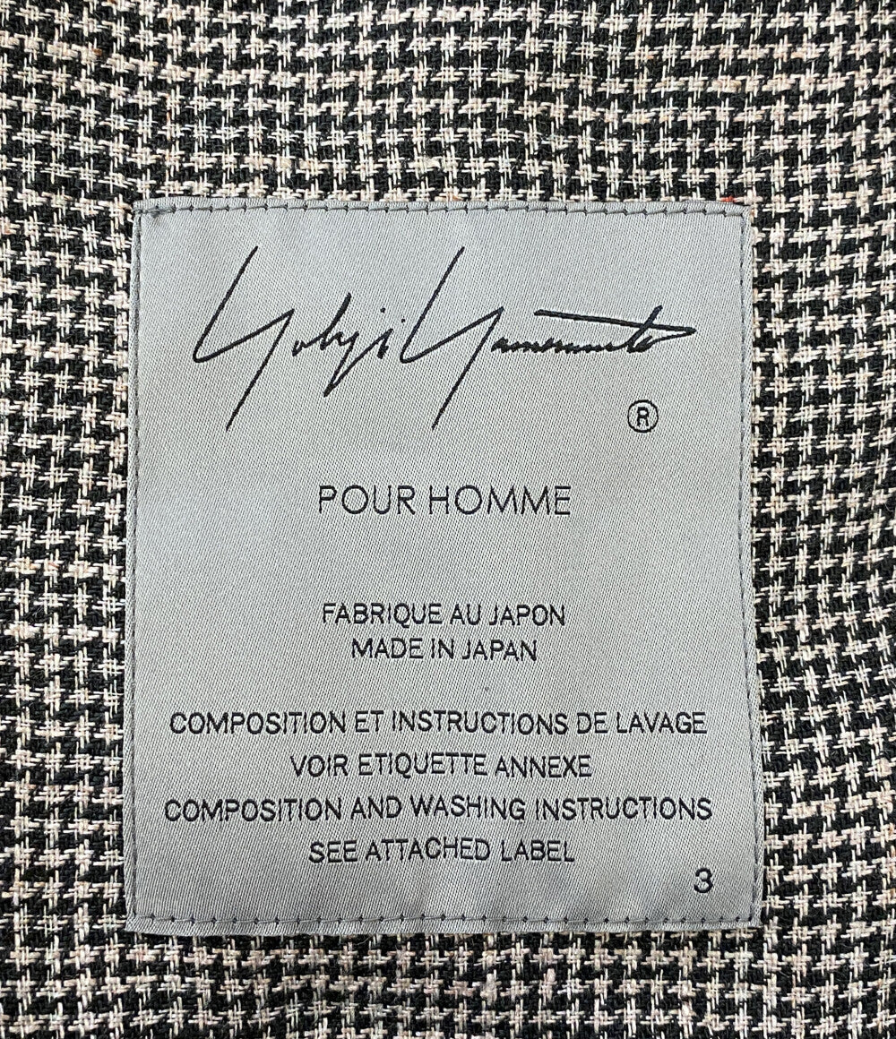 YOHJI YAMAMOTO POUR HOMME ロングジャケット YY柄切り替え釦止めJK HS-J43-807 24SS メンズ SIZE 3 ヨウジヤマモトプールオム