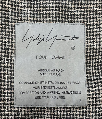 YOHJI YAMAMOTO POUR HOMME ロングジャケット YY柄切り替え釦止めJK HS-J43-807 24SS メンズ SIZE 3 ヨウジヤマモトプールオム
