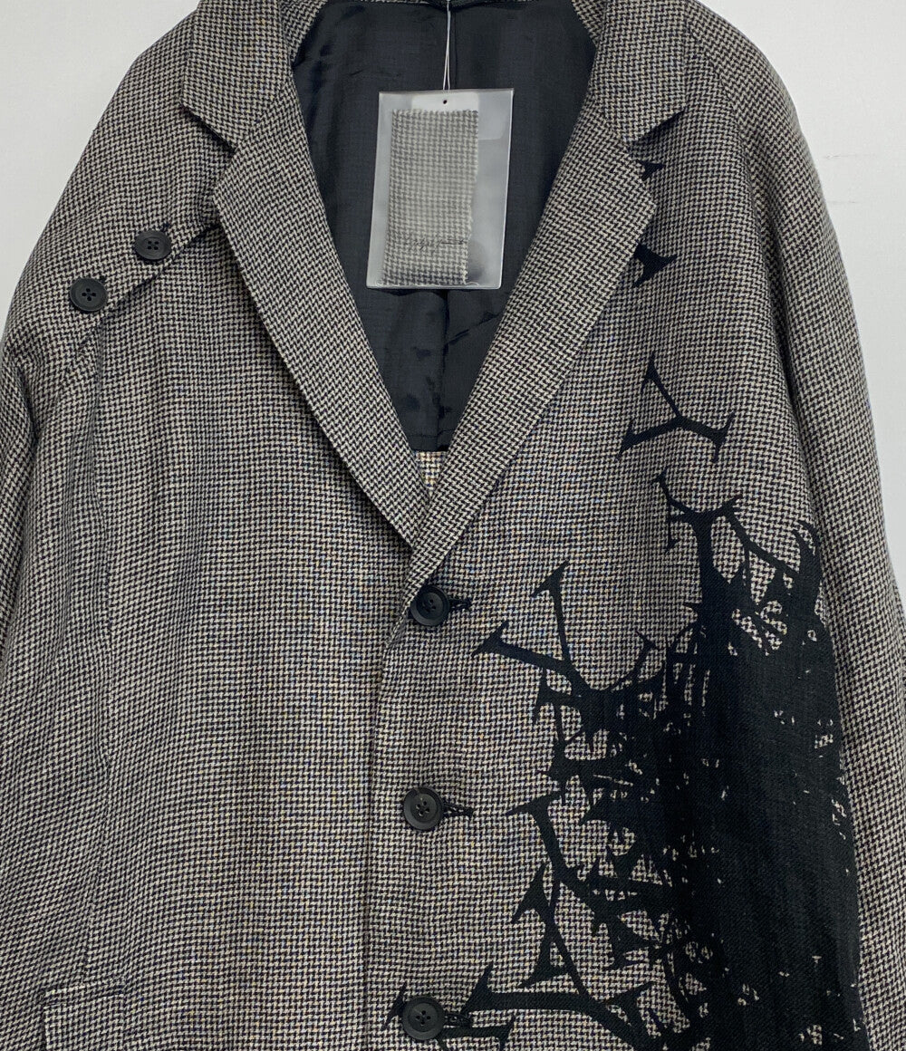 YOHJI YAMAMOTO POUR HOMME ロングジャケット YY柄切り替え釦止めJK HS-J43-807 24SS メンズ SIZE 3 ヨウジヤマモトプールオム