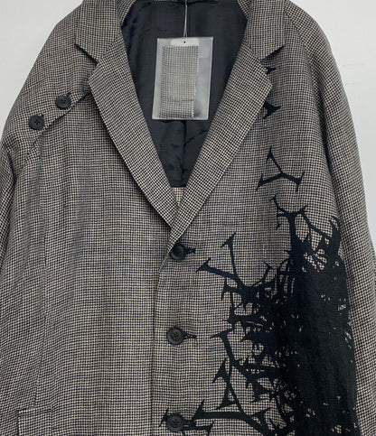 YOHJI YAMAMOTO POUR HOMME ロングジャケット YY柄切り替え釦止めJK HS-J43-807 24SS メンズ SIZE 3 ヨウジヤマモトプールオム