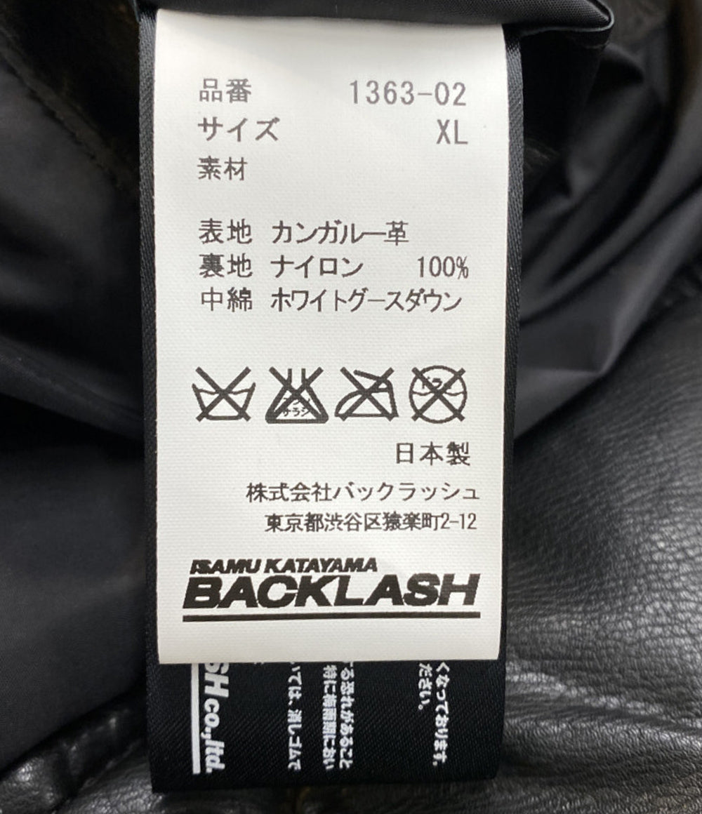 ISAMU KATAYAMA BACKLASH イサムカタヤマバックラッシュ ダウンジャケット カンガルーレザー 1363-02 メンズ SIZE XL