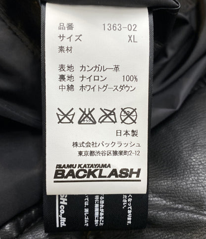 ISAMU KATAYAMA BACKLASH イサムカタヤマバックラッシュ ダウンジャケット カンガルーレザー 1363-02 メンズ SIZE XL
